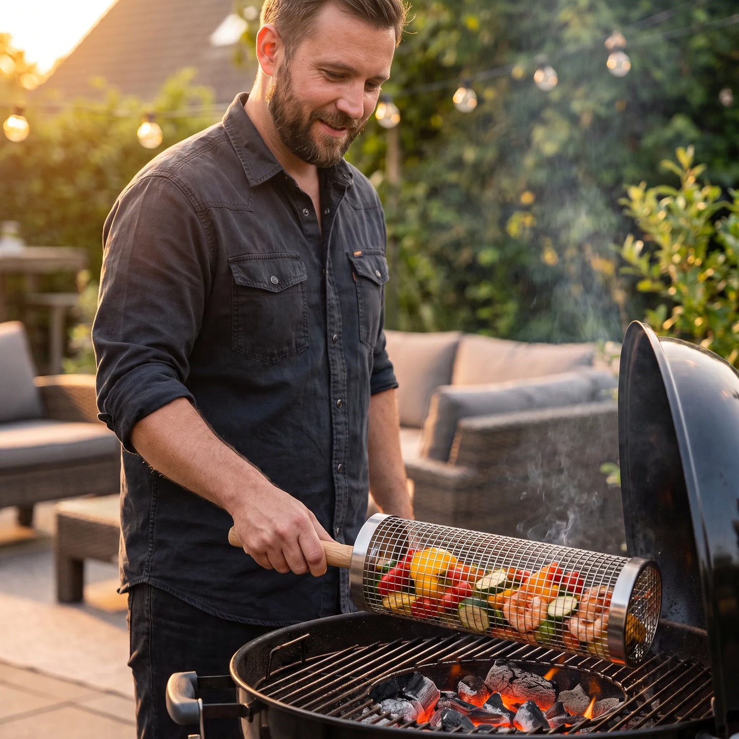 GrillBar – Rollender Edelstahl-Grillkorb