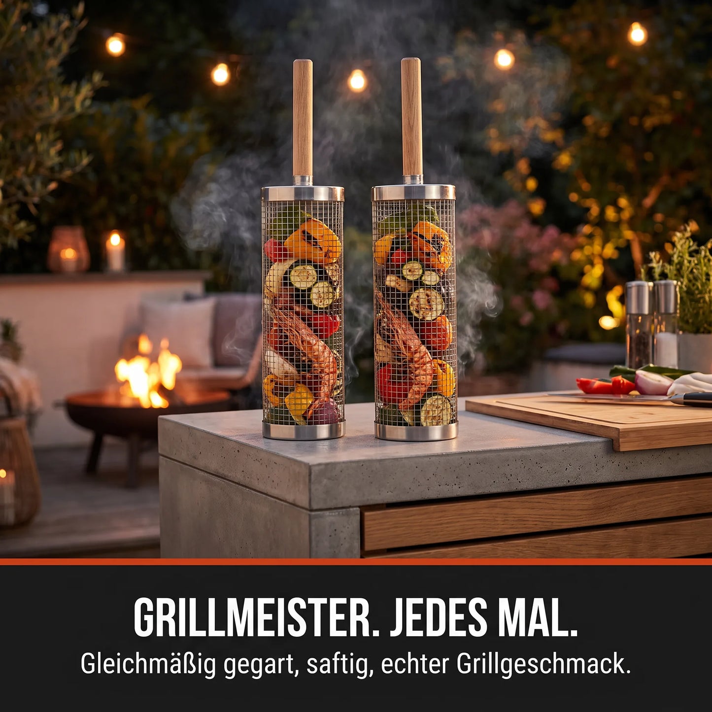 GrillBar – Rollender Edelstahl-Grillkorb