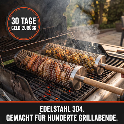 GrillBar – Rollender Edelstahl-Grillkorb