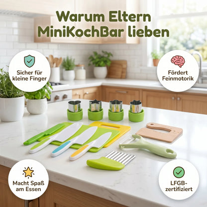 Warum Eltern MiniKochBar lieben — sicher, fördert Feinmotorik, macht Spaß, LFGB-zertifiziert